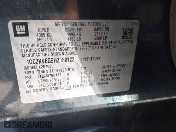 2017 Chevrolet Silverado 2500HD LT z VIN 1GC2KVEG5HZ180122, wystawiony jako IAAI lot #43302524 z przebiegiem 113 073 mil mil oraz . Historia ofert i sprzedaży dostępna na DreamBid. Obrazek 9.