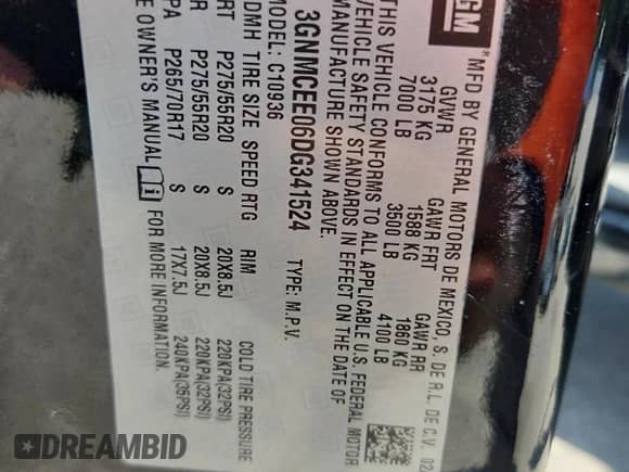 2013 Chevrolet Avalanche LS with VIN 3GNMCEE06DG341524, listed as a Copart auction lot 60120105 with 145,496 mi miles and Salvage title. Bid and sale history available at DreamBid. Image 13.
