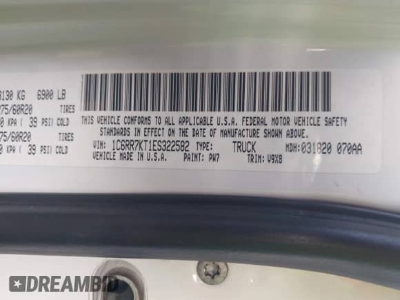 2014 Ram 1500 Express z VIN 1C6RR7KT1ES322582, wystawiony jako IAAI lot #43075096 z przebiegiem 340 348 mil mil oraz . Historia ofert i sprzedaży dostępna na DreamBid. Obrazek 9.