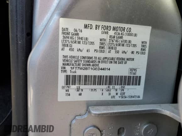 2016 Ford F-250 Lariat z VIN 1FT7W2BT1GED44014, wystawiony jako Copart lot #84857845 z przebiegiem 142 890 mil mil oraz Szkoda całkowita • Salvage title. Historia ofert i sprzedaży dostępna na DreamBid. Obrazek 12.