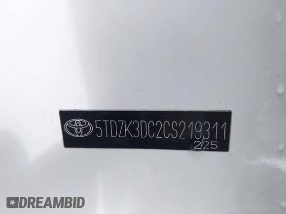 2012 Toyota Sienna with VIN 5TDZK3DC2CS219311, listed as a IAAI auction lot 43106345 with 158,446 mi miles and . Bid and sale history available at DreamBid. Image 18.