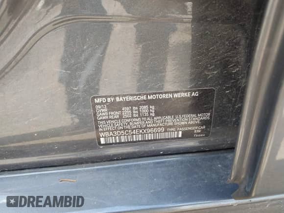 2014 BMW 3 Series 328d xDrive с VIN WBA3D5C54EKX96699, выставлен на аукционе IAAI как лот 43055908 с пробегом 287 069 миль миль и . История ставок и продаж доступна на DreamBid. Изображение 9.