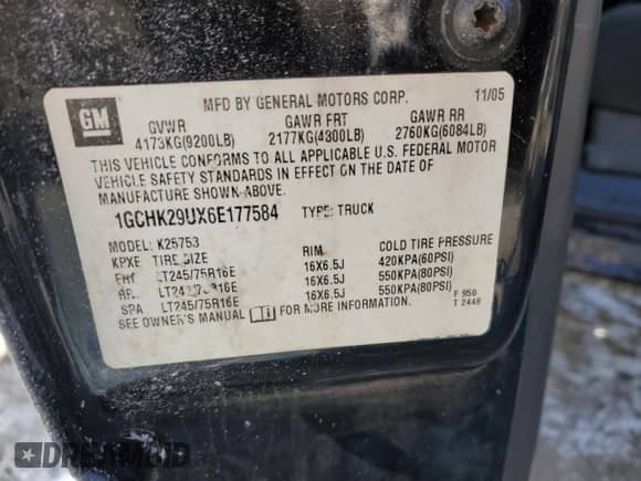 2006 Chevrolet Silverado 2500HD LS с VIN 1GCHK29UX6E177584, выставлен на аукционе Copart как лот 45297745 с пробегом Не указан миль и Чистый • Clean title. История ставок и продаж доступна на DreamBid. Изображение 12.
