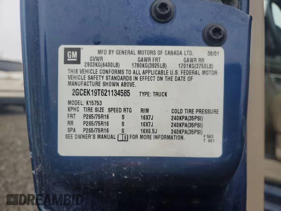 2002 Chevrolet Silverado 1500 LS z VIN 2GCEK19T621134585, wystawiony jako Copart lot #82629095 z przebiegiem 154 674 mil mil oraz Czysty tytuł • Clean title. Historia ofert i sprzedaży dostępna na DreamBid. Obrazek 12.