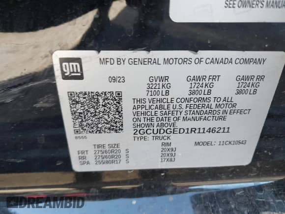 2024 Chevrolet Silverado 1500 LTZ with VIN 2GCUDGED1R1146211, listed as a IAAI auction lot 41146831 with 14,279 mi miles and . Bid and sale history available at DreamBid. Image 9.