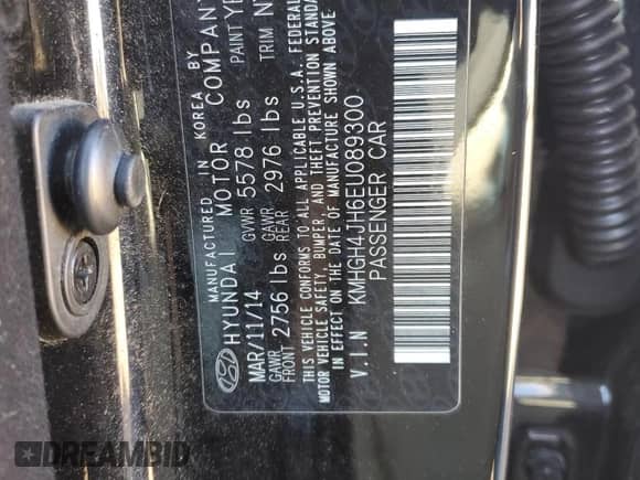 2014 Hyundai Equus Ultimate z VIN KMHGH4JH6EU089300, wystawiony jako Copart lot #41951925 z przebiegiem 116 635 mil mil oraz Szkoda całkowita • Salvage title. Historia ofert i sprzedaży dostępna na DreamBid. Obrazek 14.