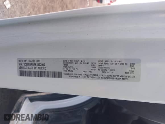 2024 Ram ProMaster Cargo Tradesman с VIN 3C6LRVAG7RE132017, выставлен на аукционе IAAI как лот 42202594 с пробегом 7 709 миль миль и . История ставок и продаж доступна на DreamBid. Изображение 9.