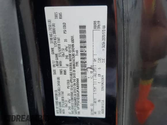 2018 Ford F-150 Lariat z VIN 1FTFX1EG0JFA80044, wystawiony jako Copart lot #87447945 z przebiegiem 114 936 mil mil oraz Czysty tytuł • Clean title. Historia ofert i sprzedaży dostępna na DreamBid. Obrazek 12.