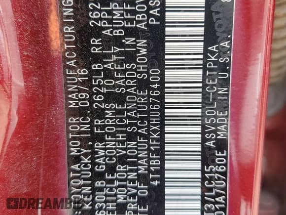 2017 Toyota Camry XSE с VIN 4T1BF1FKXHU676400, выставлен на аукционе Copart как лот 81423135 с пробегом 107 180 миль миль и Списание • Salvage title. История ставок и продаж доступна на DreamBid. Изображение 13.