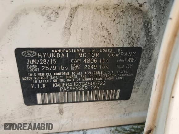 2016 Hyundai Azera с VIN KMHFG4JG7GA505722, выставлен на аукционе Copart как лот 60735405 с пробегом 90 328 миль миль и Чистый • Clean title. История ставок и продаж доступна на DreamBid. Изображение 12.