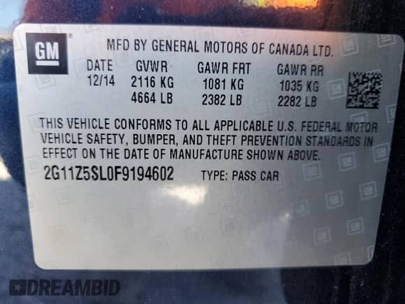 2015 Chevrolet Impala LS с VIN 2G11Z5SL0F9194602, выставлен на аукционе Copart как лот 86216935 с пробегом 106 961 миль миль и Списание • Salvage title. История ставок и продаж доступна на DreamBid. Изображение 13.