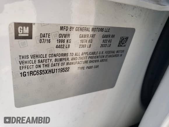 2017 Chevrolet Volt LT с VIN 1G1RC6S5XHU119522, выставлен на аукционе Copart как лот 65134345 с пробегом 139 501 миль миль и Чистый • Clean title. История ставок и продаж доступна на DreamBid. Изображение 12.