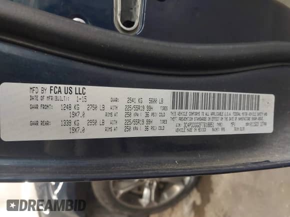 2015 Dodge Journey Crossroad с VIN 3C4PDDGG2FT618851, выставлен на аукционе IAAI как лот 43110450 с пробегом 161 971 миль миль и . История ставок и продаж доступна на DreamBid. Изображение 9.