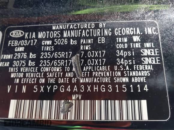 2017 Kia Sorento LX with VIN 5XYPG4A3XHG315114, listed as a IAAI auction lot 43180104 with 54,461 mi miles and . Bid and sale history available at DreamBid. Image 9.