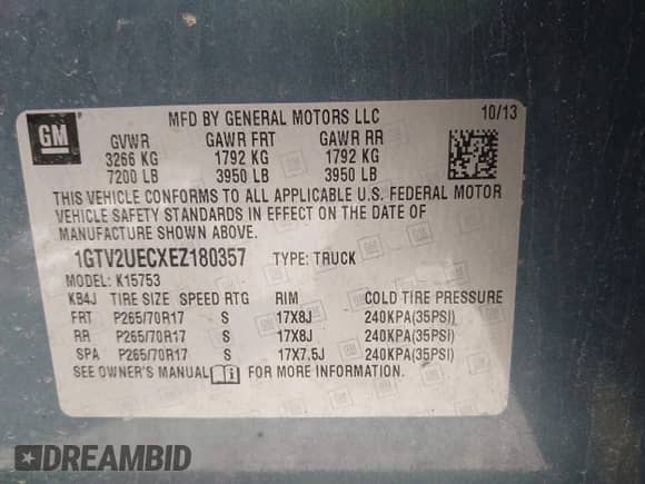 2014 GMC Sierra 1500 SLE z VIN 1GTV2UECXEZ180357, wystawiony jako IAAI lot #43225247 z przebiegiem 126 594 mil mil oraz . Historia ofert i sprzedaży dostępna na DreamBid. Obrazek 9.