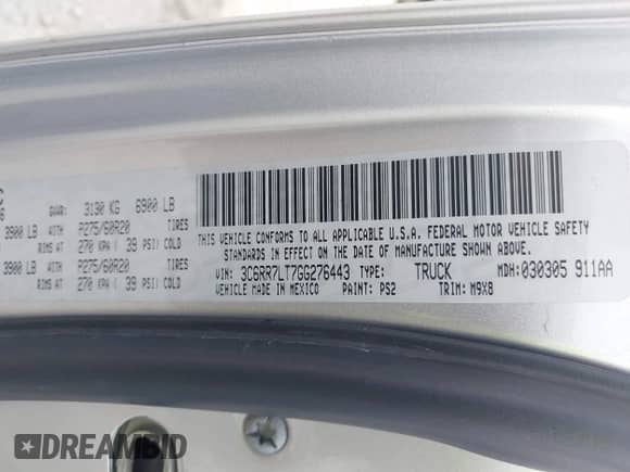 2016 Ram 1500 Big Horn z VIN 3C6RR7LT7GG276443, wystawiony jako IAAI lot #42925249 z przebiegiem 195 340 mil mil oraz . Historia ofert i sprzedaży dostępna na DreamBid. Obrazek 9.