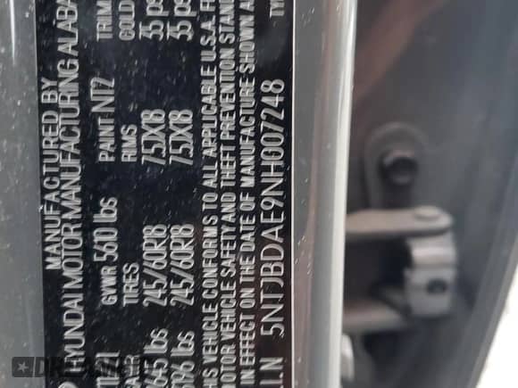 2022 Hyundai Santa Cruz SEL с VIN 5NTJBDAE9NH007248, выставлен на аукционе Copart как лот 83865055 с пробегом 51 722 миль миль и Списание • Salvage title. История ставок и продаж доступна на DreamBid. Изображение 12.