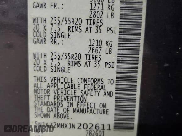 2018 Nissan Murano SV z VIN 5N1AZ2MHXJN202611, wystawiony jako Copart lot #87054005 z przebiegiem 179 556 mil mil oraz Czysty tytuł • Clean title. Historia ofert i sprzedaży dostępna na DreamBid. Obrazek 13.