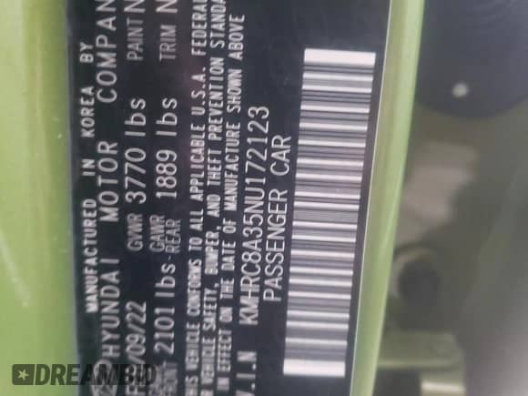 2022 Hyundai Venue SEL с VIN KMHRC8A35NU172123, выставлен на аукционе Copart как лот 38148343 с пробегом 5 129 миль миль и . История ставок и продаж доступна на DreamBid. Изображение 13.