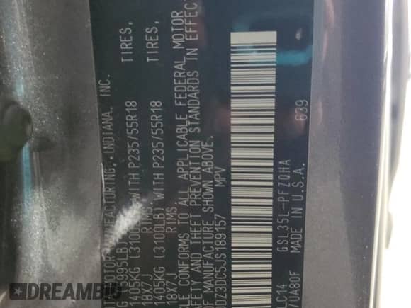 2018 Toyota Sienna XLE with VIN 5TDDZ3DC5JS189157, listed as a Copart auction lot 69009385 with 74,782 mi miles and Salvage title. Bid and sale history available at DreamBid. Image 13.