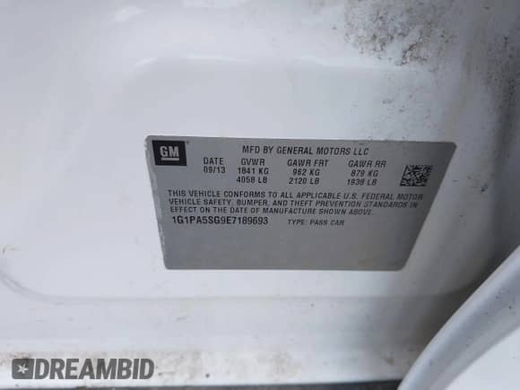 2014 Chevrolet Cruze LS с VIN 1G1PA5SG9E7189693, выставлен на аукционе IAAI как лот 43208517 с пробегом 70 991 миль миль и . История ставок и продаж доступна на DreamBid. Изображение 9.