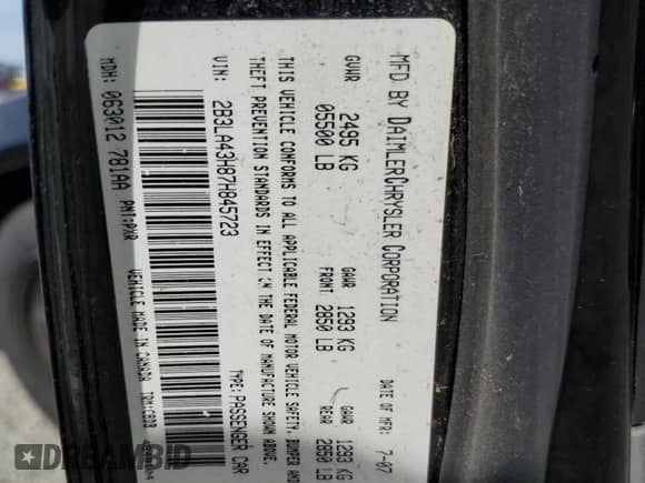 2007 Dodge Charger Police z VIN 2B3LA43H87H845723, wystawiony jako Copart lot #57003105 z przebiegiem 113 271 mil mil oraz Czysty tytuł • Clean title. Historia ofert i sprzedaży dostępna na DreamBid. Obrazek 12.
