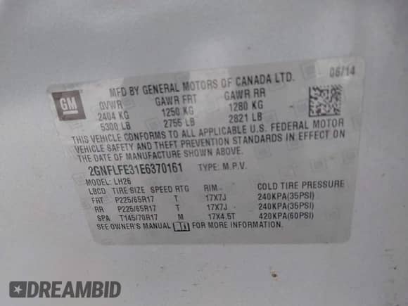 2014 Chevrolet Equinox LT с VIN 2GNFLFE31E6370161, выставлен на аукционе IAAI как лот 40962984 с пробегом 163 662 миль миль и . История ставок и продаж доступна на DreamBid. Изображение 9.