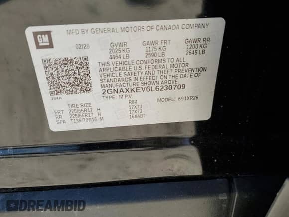 2020 Chevrolet Equinox LT с VIN 2GNAXKEV6L6230709, выставлен на аукционе Copart как лот 70728925 с пробегом 77 480 миль миль и Списание • Salvage title. История ставок и продаж доступна на DreamBid. Изображение 13.