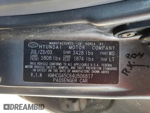 2004 Hyundai Accent GL z VIN KMHCG45C64U506817, wystawiony jako Copart lot #66365085 z przebiegiem 58 940 mil mil oraz Szkoda całkowita • Salvage title. Historia ofert i sprzedaży dostępna na DreamBid. Obrazek 12.
