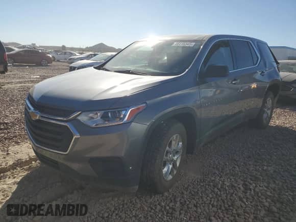 2021 Chevrolet Traverse LS with VIN 1GNEVFKW6MJ128701, listed as a Copart auction lot 46416345 with 24,377 mi miles and Salvage title. Bid and sale history available at DreamBid. Image 1.