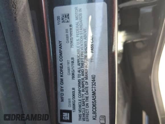 2021 Chevrolet Spark 1LT z VIN KL8CD6SA5MC732440, wystawiony jako Copart lot #80211445 z przebiegiem 61 361 mil mil oraz Szkoda całkowita • Salvage title. Historia ofert i sprzedaży dostępna na DreamBid. Obrazek 13.