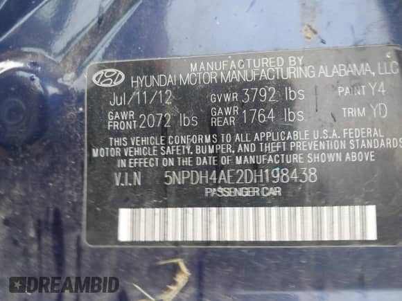 2013 Hyundai Elantra GLS с VIN 5NPDH4AE2DH198438, выставлен на аукционе IAAI как лот 43263602 с пробегом 218 133 миль миль и . История ставок и продаж доступна на DreamBid. Изображение 9.