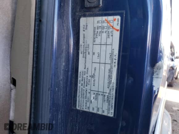 2002 Chevrolet Express with VIN 1GBFG15R521146513, listed as a Copart auction lot 69232893 with Not provided miles and Salvage title. Bid and sale history available at DreamBid. Image 13.