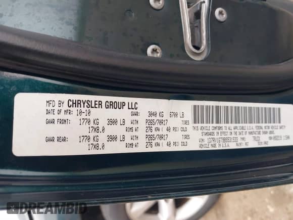 2011 Ram 1500 SLT with VIN 1D7RV1GT9BS531533, listed as a IAAI auction lot 41463005 with 201,299 mi miles and . Bid and sale history available at DreamBid. Image 9.