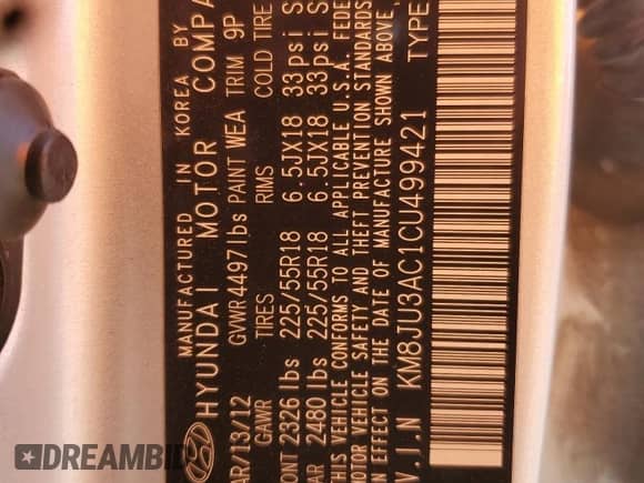 2012 Hyundai Tucson GLS с VIN KM8JU3AC1CU499421, выставлен на аукционе Copart как лот 80885805 с пробегом 197 015 миль миль и Списание • Salvage title. История ставок и продаж доступна на DreamBid. Изображение 13.