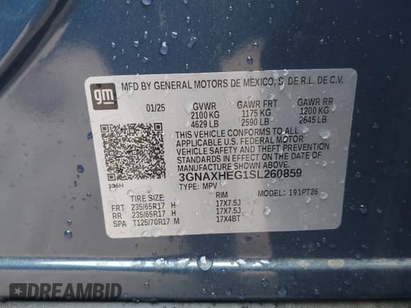 2025 Chevrolet Equinox FWD LT с VIN 3GNAXHEG1SL260859, выставлен на аукционе IAAI как лот 42027928 с пробегом 244 миль миль и . История ставок и продаж доступна на DreamBid. Изображение 9.