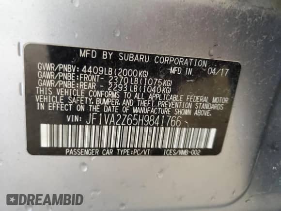 2017 Subaru WRX STI Limited with VIN JF1VA2Z65H9841766, listed as a Copart auction lot 78543854 with 51,293 mi miles and Clean title. Bid and sale history available at DreamBid. Image 12.