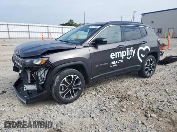 2022 Jeep Compass Limited with VIN 3C4NJDCBXNT224684, listed as a Copart auction lot 80630005 with 51,527 mi miles and Non repairable. Bid and sale history available at DreamBid. Image 1.