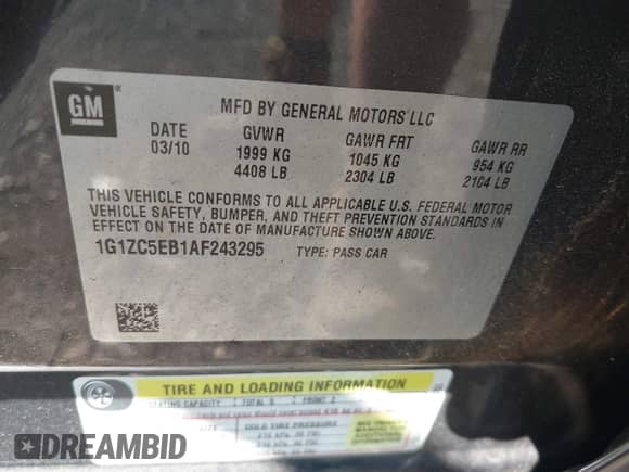 2010 Chevrolet Malibu 1LT с VIN 1G1ZC5EB1AF243295, выставлен на аукционе IAAI как лот 43259044 с пробегом 175 583 миль миль и . История ставок и продаж доступна на DreamBid. Изображение 9.