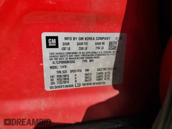 2016 Chevrolet Trax LT с VIN KL7CJPSB9GB616342, выставлен на аукционе Copart как лот 85164615 с пробегом 148 896 миль миль и Чистый • Clean title. История ставок и продаж доступна на DreamBid. Изображение 13.