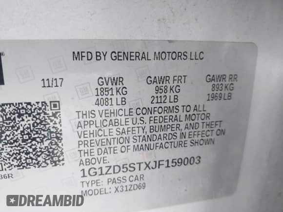 2018 Chevrolet Malibu LT с VIN 1G1ZD5STXJF159003, выставлен на аукционе IAAI как лот 43556793 с пробегом 183 957 миль миль и . История ставок и продаж доступна на DreamBid. Изображение 9.