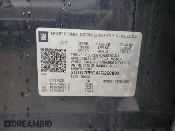 2018 GMC Sierra 1500 Denali z VIN 3GTU2PEC4JG260891, wystawiony jako Copart lot #80831425 z przebiegiem 99 798 mil mil oraz Szkoda całkowita • Salvage title. Historia ofert i sprzedaży dostępna na DreamBid. Obrazek 12.