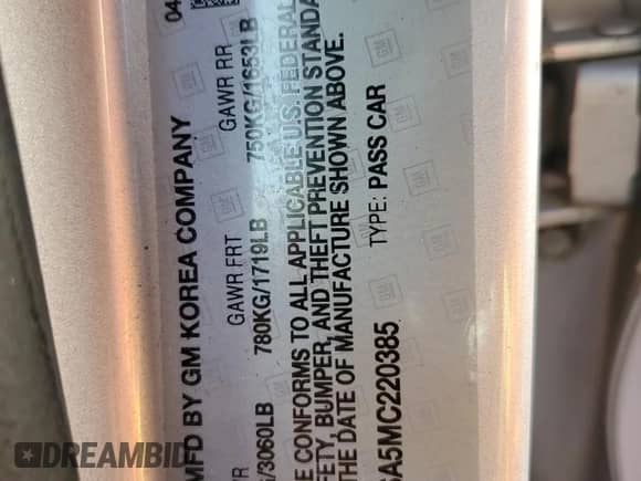 2021 Chevrolet Spark 1LT с VIN KL8CD6SA5MC220385, выставлен на аукционе Copart как лот 75248534 с пробегом 21 389 миль миль и Списание • Salvage title. История ставок и продаж доступна на DreamBid. Изображение 14.