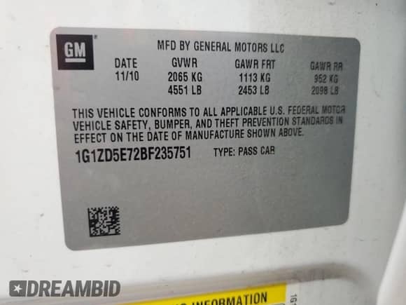 2011 Chevrolet Malibu 2LT с VIN 1G1ZD5E72BF235751, выставлен на аукционе Copart как лот 65029605 с пробегом 93 349 миль миль и Списание • Salvage title. История ставок и продаж доступна на DreamBid. Изображение 12.