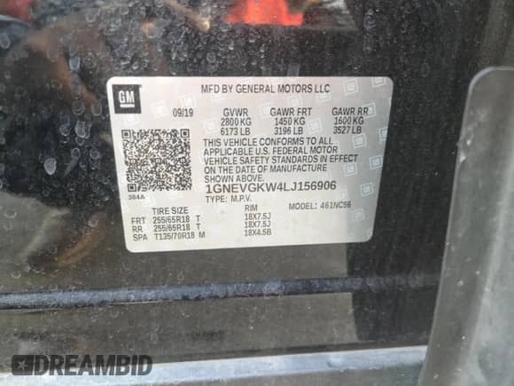2020 Chevrolet Traverse LT Cloth с VIN 1GNEVGKW4LJ156906, выставлен на аукционе Copart как лот 81511725 с пробегом 146 917 миль миль и Списание • Salvage title. История ставок и продаж доступна на DreamBid. Изображение 13.