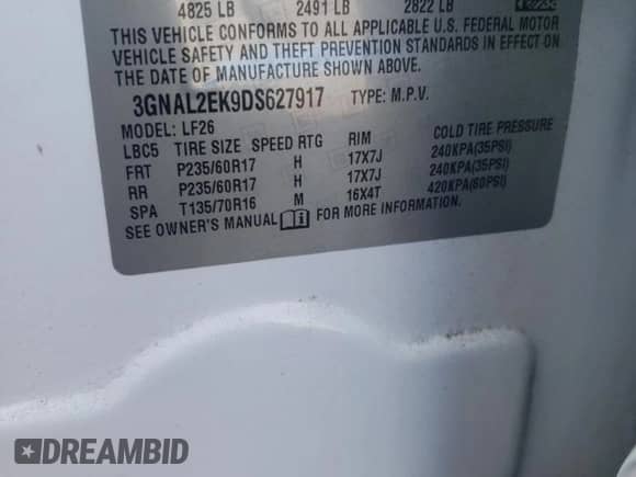 2013 Chevrolet Captiva Sport LS с VIN 3GNAL2EK9DS627917, выставлен на аукционе Copart как лот 77334204 с пробегом 149 995 миль миль и Списание • Salvage title. История ставок и продаж доступна на DreamBid. Изображение 15.