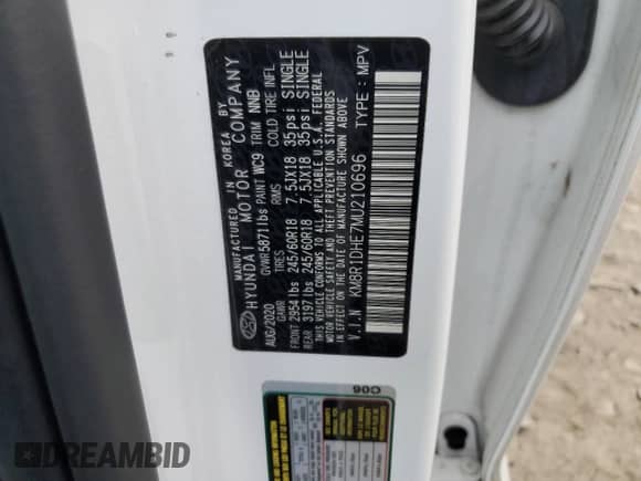 2021 Hyundai Palisade SE с VIN KM8R1DHE7MU210696, выставлен на аукционе Copart как лот 72760414 с пробегом 90 150 миль миль и Списание • Salvage title. История ставок и продаж доступна на DreamBid. Изображение 13.