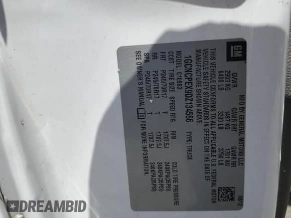 2013 Chevrolet Silverado 1500 Work Truck z VIN 1GCNCPEX9DZ134566, wystawiony jako Copart lot #63607945 z przebiegiem Nie podano mil oraz Szkoda całkowita • Salvage title. Historia ofert i sprzedaży dostępna na DreamBid. Obrazek 13.