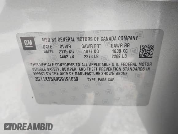 2016 Chevrolet Impala LS с VIN 2G11X5SA9G9191039, выставлен на аукционе IAAI как лот 42614381 с пробегом 152 216 миль миль и . История ставок и продаж доступна на DreamBid. Изображение 9.