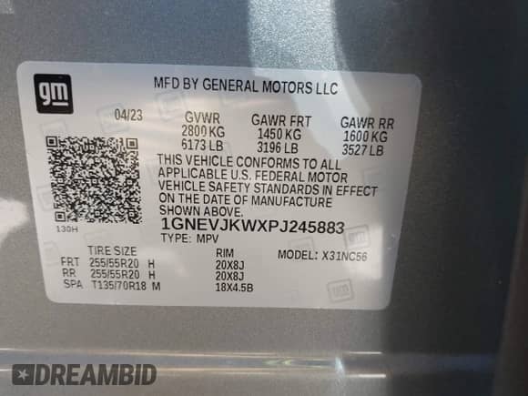 2023 Chevrolet Traverse RS с VIN 1GNEVJKWXPJ245883, выставлен на аукционе IAAI как лот 42103099 с пробегом 21 832 миль миль и . История ставок и продаж доступна на DreamBid. Изображение 9.